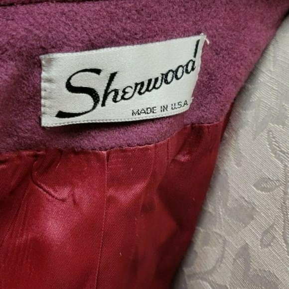Sherwood velvet purple vtg‎ 80s 90s pea coat jacket - Picture 8 of 8
